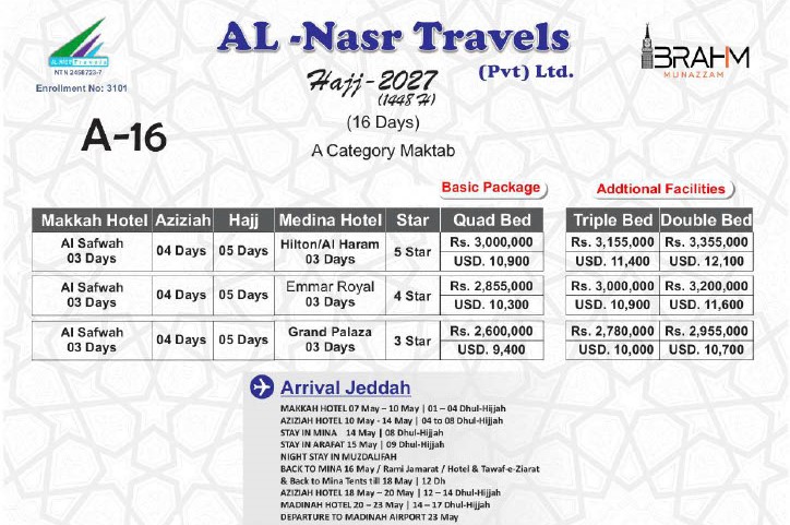 16 Days Hajj Package
